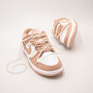 Nike Dunk Low Rose Whisper Overlaces Pearls