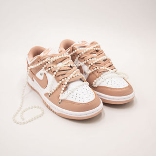 Nike Dunk Low Rose Whisper Overlaces Pearls